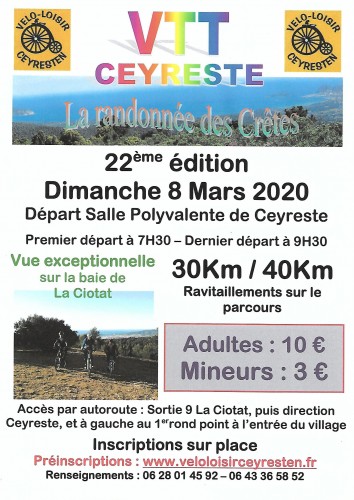 22me Rando VTT Des Crtes De Ceyreste - 8 Mars 2020